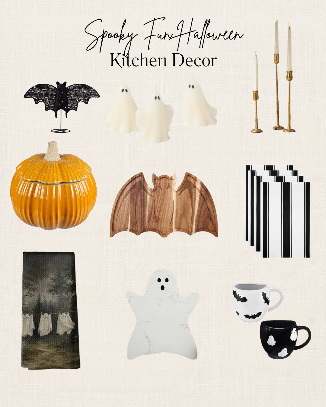 Halloween Kitchen Magic 🎃🦇

Give your kitchen a little spooky-season charm without going overboard! 👻 From pumpkin and bat cutting boards to adorable dish towels, ghost candles, a pumpkin cookie jar, and the cutest Halloween mugs—these finds are perfect for adding a festive touch to your kitchen.

Save this for your Halloween decorating list! 🎃🖤

#HalloweenDecor #HalloweenKitchen #HalloweenHomeDecor #HalloweenDecorations #SpookySeason #FallDecor #KitchenDecor #PumpkinDecor #FrenchCountryHome #AmazonFinds