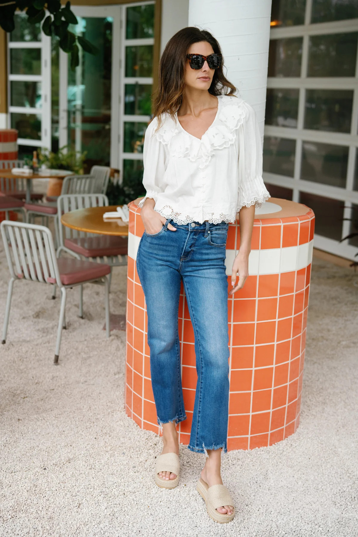 Risen High Rise Step Hem Jeans | Social Threads