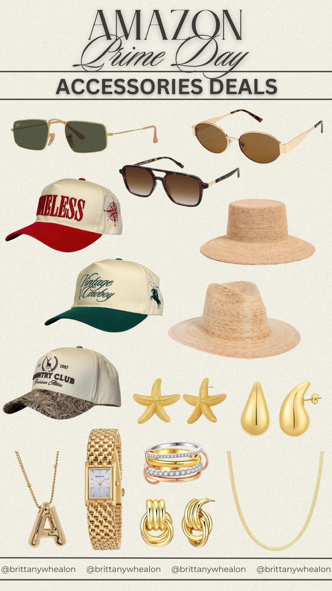 Amazon prime day deals on accessories- jewelry, hats, and sunglasses

#LTKFindsUnder100 #LTKFindsUnder50 #LTKSaleAlert