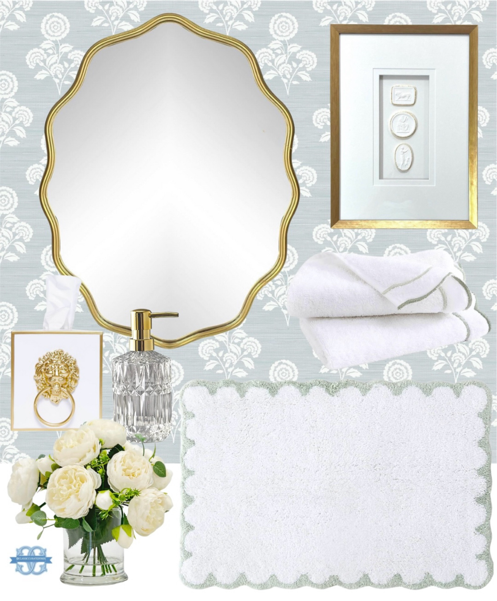 Classic grandmillennial bath finds from Amazon!🤍

Home Decor, Scalloped Decor, Mirror, Wallpaper, Bathroom Decor, Intaglio

#LTKHome