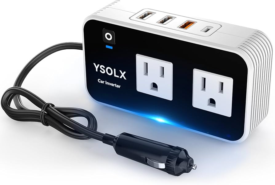 YSOLX 200W Car Power Inverter 12V to 110V for Vehicles, Car Plug Adapter Outlet with 4 USB Fast C... | Amazon (US)