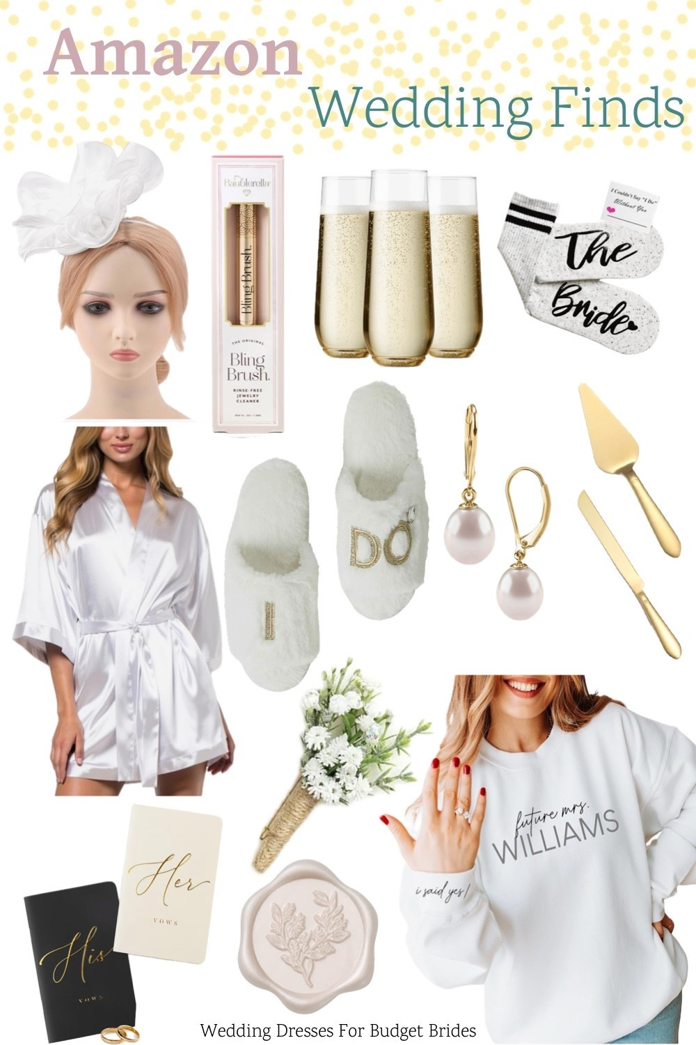 Wedding supplies and bridal accessories on Amazon for the bride to be. 

Bachelorette weekend, bachelorette party supplies, wedding reception accessories, honeymoon packing, bridal shower, engagement photo shoot, after party accessories, bride gift idea.

#LTKWedding #LTKSeasonal