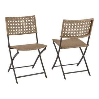StyleWell Mix and Match Dark Taupe Folding Wicker Outdoor Dining Chair (2-Pack) FDS40059-2PK | The Home Depot