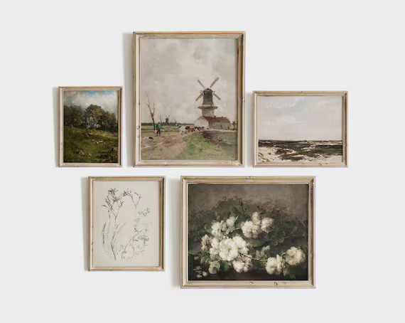 Vintage Gallery Wall Set  Vintage Prints  Farmhouse Home | Etsy | Etsy (US)