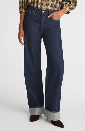 Madewell The Low Slung Cuffed Baggy Jeans in Rinse Wash at Nordstrom Rack, Size 32 | Nordstrom Rack