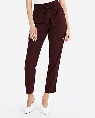 High Waisted Sash Waist Ankle Pant | Express