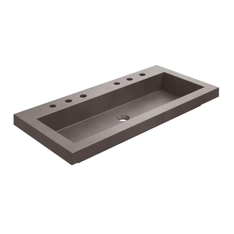 CHCZZ28CNTM Chevington 18.5'' Brown Concrete Rectangular Semi-Recessed Vessel Bathroom Sink | Wayfair North America