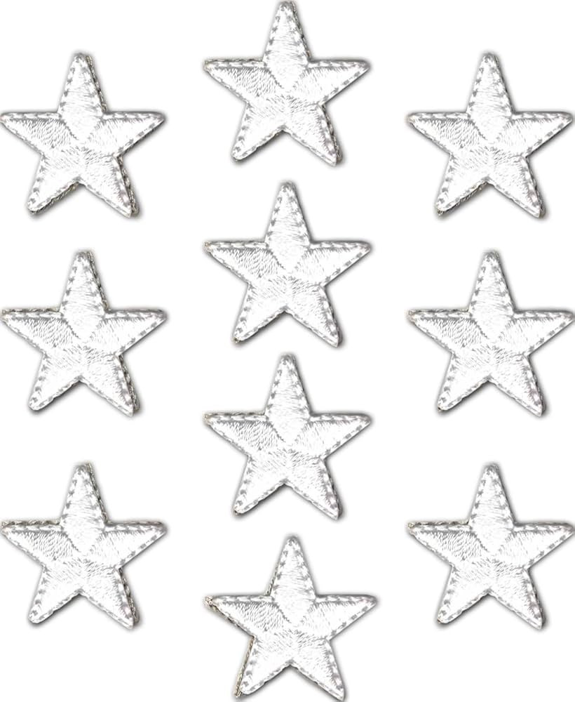 White One Inch Star Patches, (10-Pack) Iron On Star Embroidered Patch Applique Embellishments for Cl | Amazon (US)