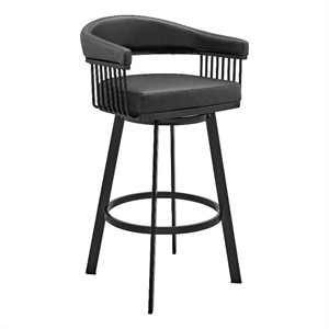 Oliver 26 Inch Modern Counter Stool Vegan Faux Leather Swivel Black | Cymax