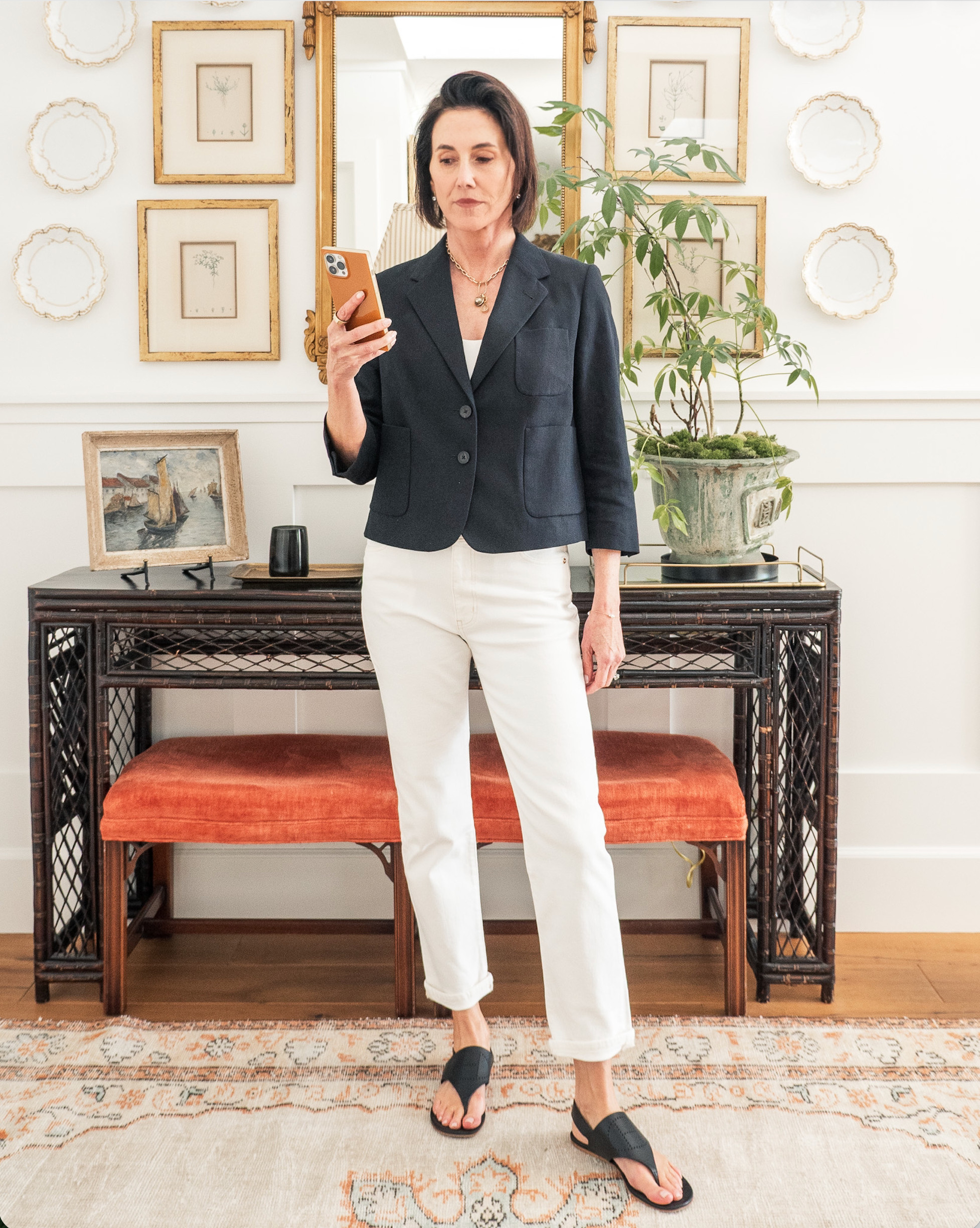 A Dries Van Noten jacket is another I have in multiples. The three-quarter sleeve and nipped in shape give it the perfect dose of chic. I’m so glad they’ve continued to recreate it in new fabrications each season. I’m considering adding a woven jacquard to my collection. Also, love it in a pinstripe... linked below 

 #LTKSeasonal