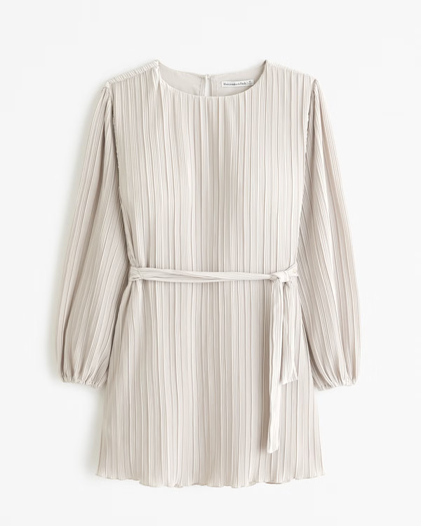 Satin Plisse Easy Mini Dress | Abercrombie & Fitch (US)