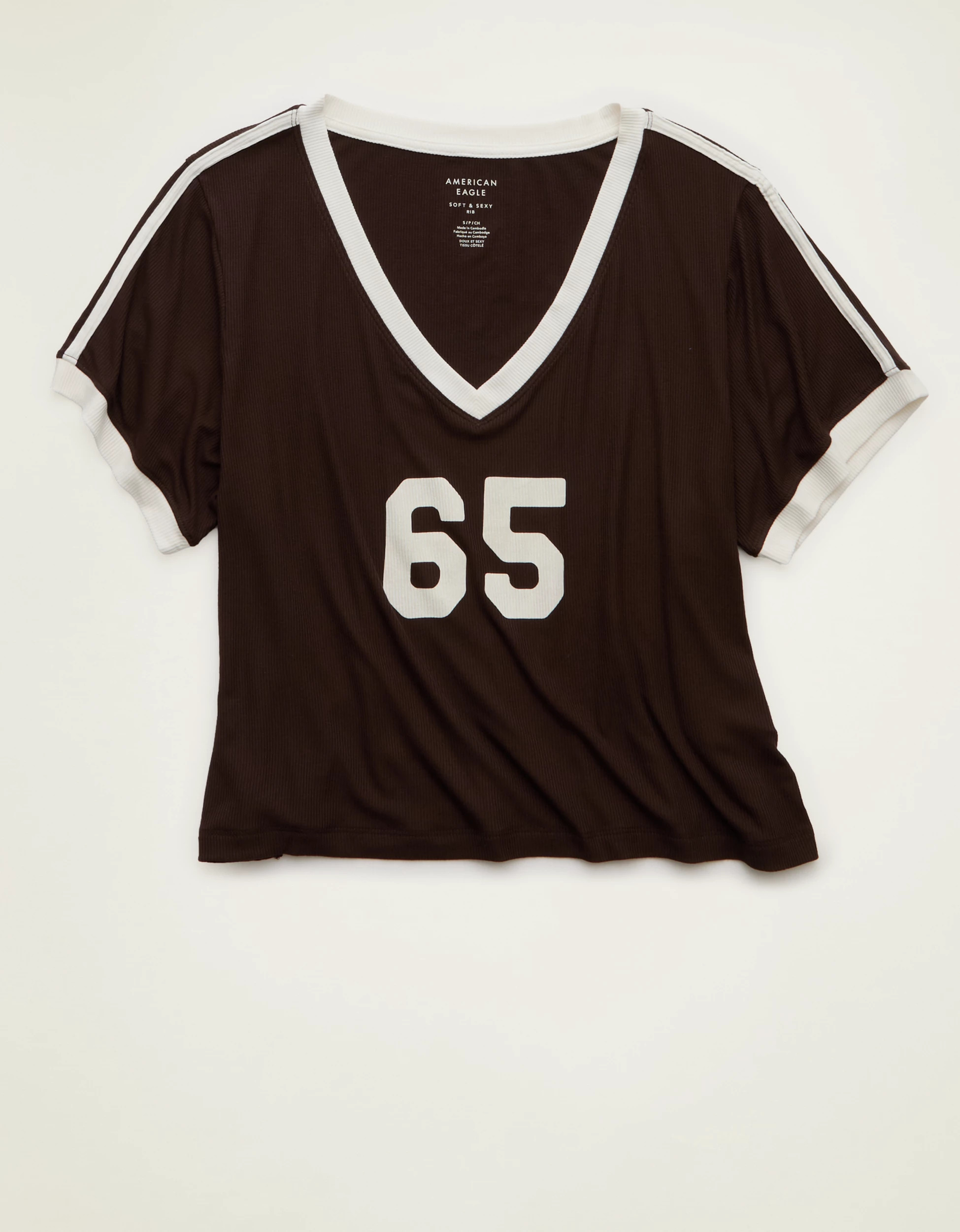 AE Soft & Sexy Ribbed V-Neck T-Shirt | American Eagle Outfitters (US & CA)