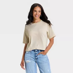 Women\u2019s Vintage Jersey Crew Neck T-Shirt - Universal Thread\u2122 Cream L | Target