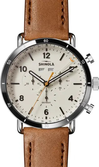 Shinola Canfield Sport Leather Strap Watch, 45mm | Nordstrom | Nordstrom