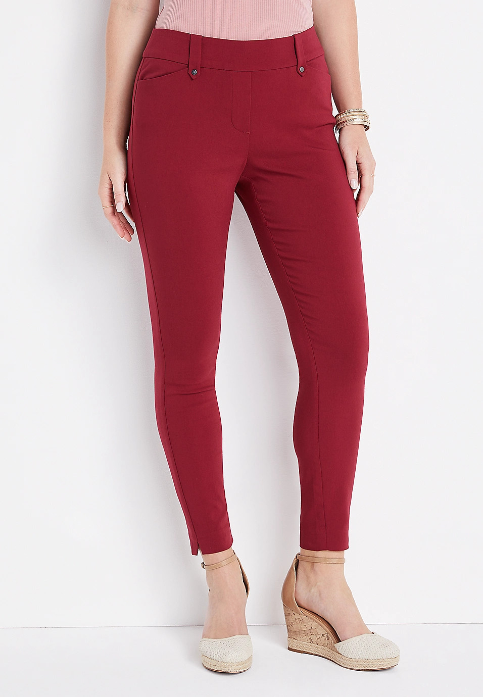 Red Bengaline Skinny Ankle Pant | Maurices