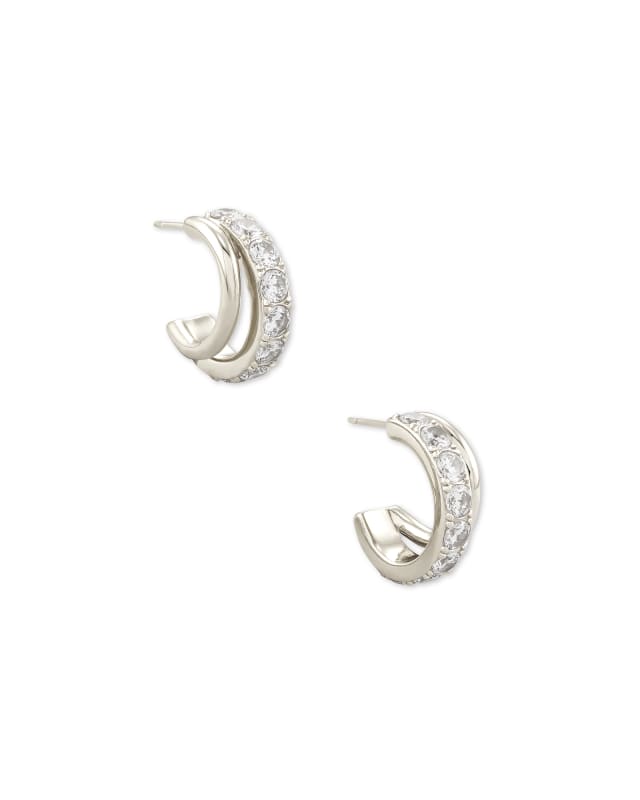 Livy Silver Huggie Earrings in White Crystal | Kendra Scott | Kendra Scott