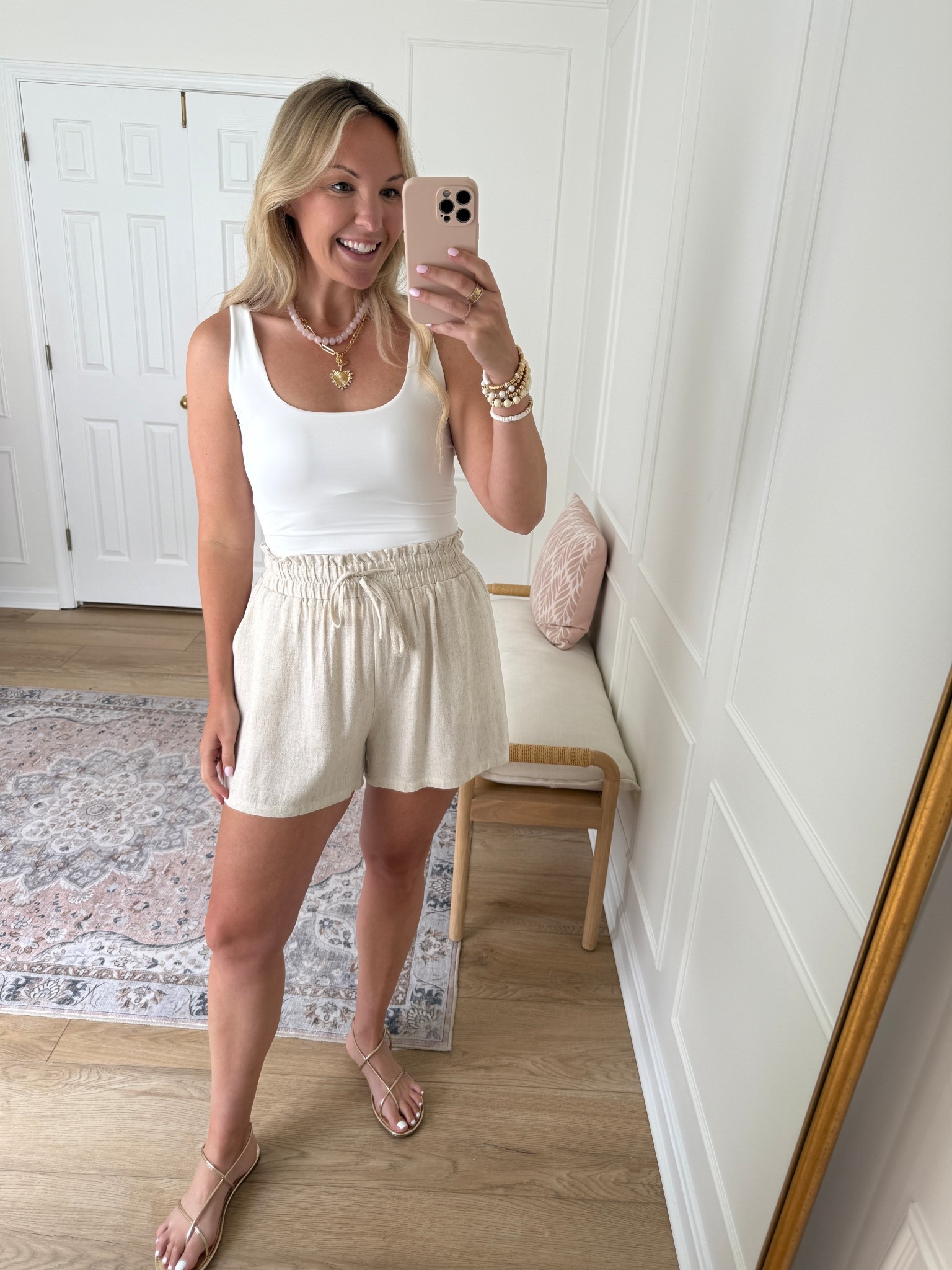 My go to casual summer outfit when I have nothing else to wear! I also love bringing this on vacation too! Perfect for traveling! Wearing large shorts and med top 