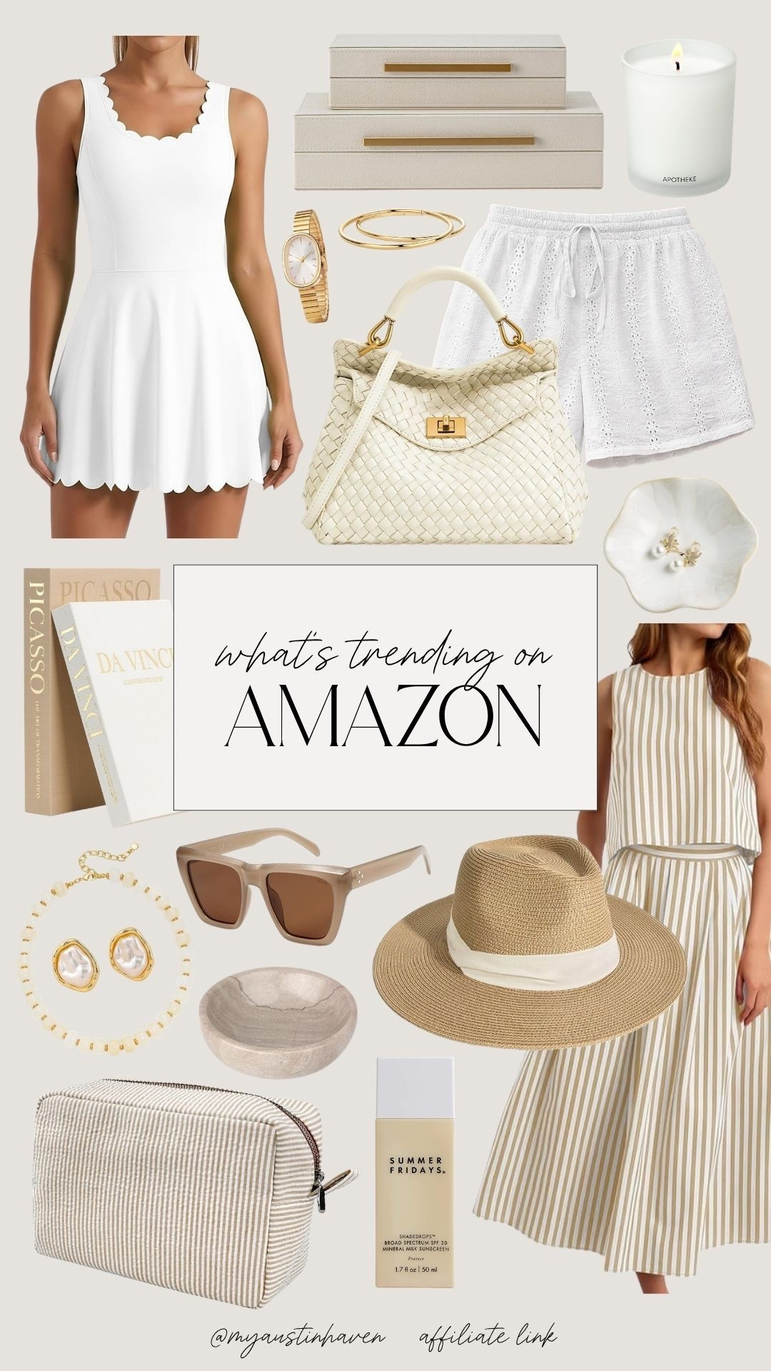Neutral trending Amazon finds that feel elevated and timeless. Soft textures, woven details and effortless pieces for both your wardrobe and home. The kind of staples you’ll keep reaching for all season. 

Amazon finds, neutral style, amazon fashion finds, amazon home decor, minimal style, capsule wardrobe pieces, woven handbag, summer outfit ideas, neutral home styling, everyday essentials, affordable amazon finds, elevated basics. 

 

#LTKMothersDay #LTKselfcare #LTKdayinmylife