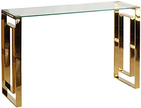 Cortesi Home Laila Console Table in Gold Stainless Steel and Clear Glass, 47" Wide | Amazon (US)