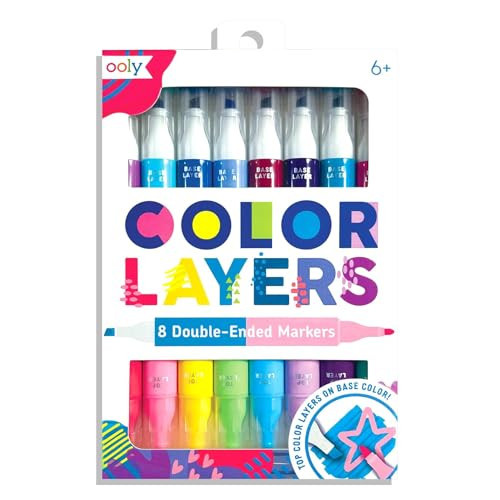 Ooly Color Layers Double Sided Markers - Set of 8 Colored Markers, 16 Colors Chisel and Point Tip on Each Marker for Kids, Art Supplies and Stationery Set | Amazon (US)