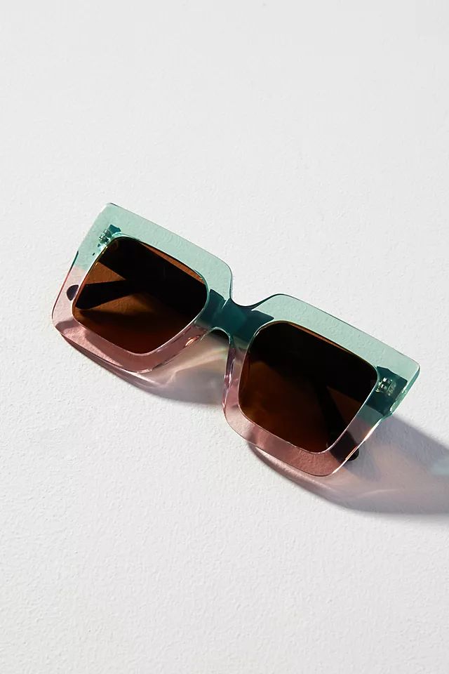 Elite Eyewear Colorblocked Square Cat-Eye Sunglasses | Anthropologie (US)