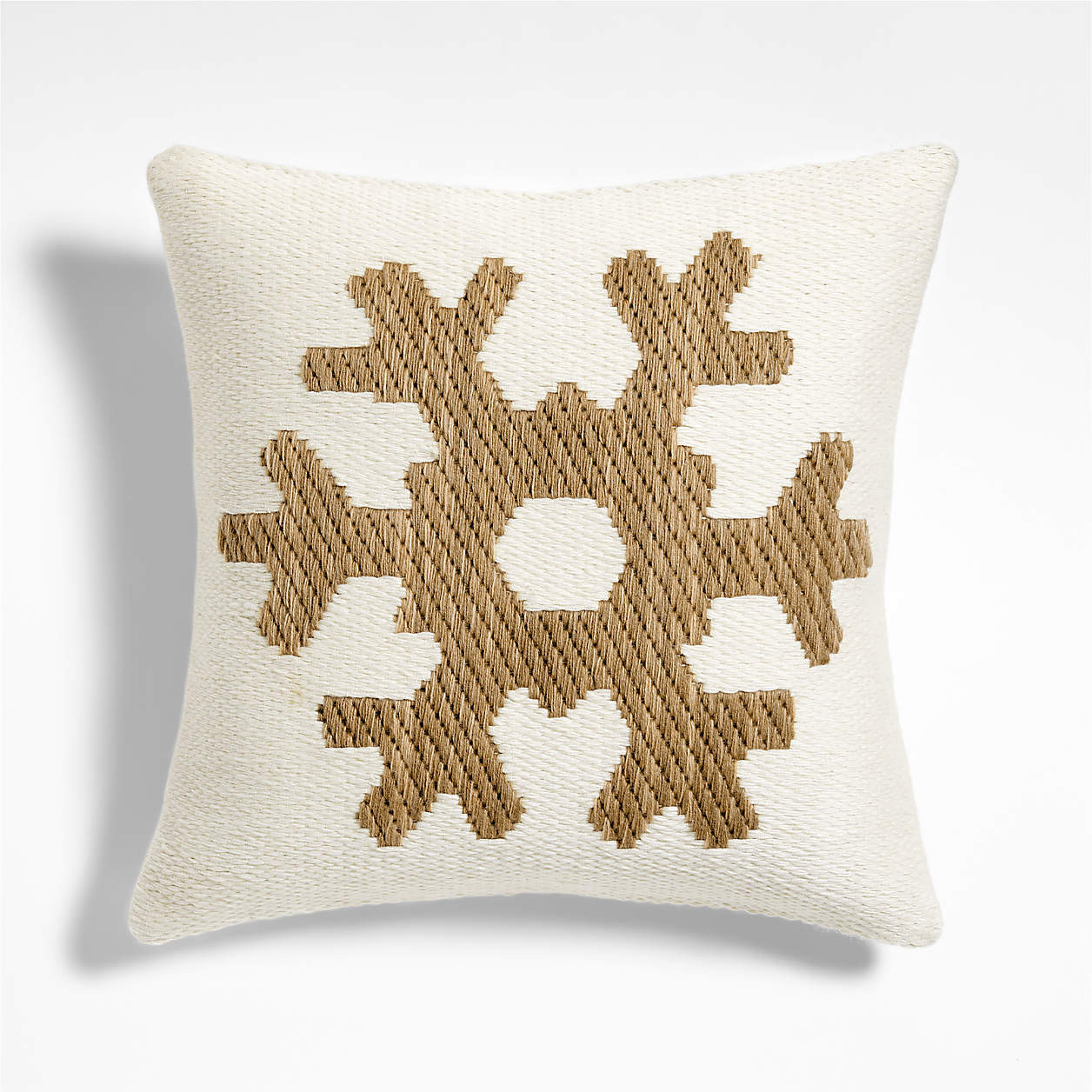 Snowflake Kilim 20"x20" Camel Tan and Arctic Ivory Throw Pillow Cover + Reviews | Crate & Barrel | Crate & Barrel