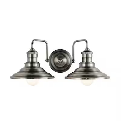 allen + roth  HAINSBROOK 2-Light Pewter Industrial Vanity Light | Lowe's