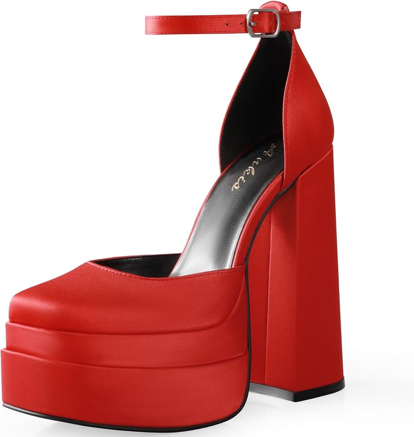 Ankis Womens Chunky Platform Heels Closed Toe Heels for Women 5.7in Square Toe Platform Pumps Ank... | Amazon (US)