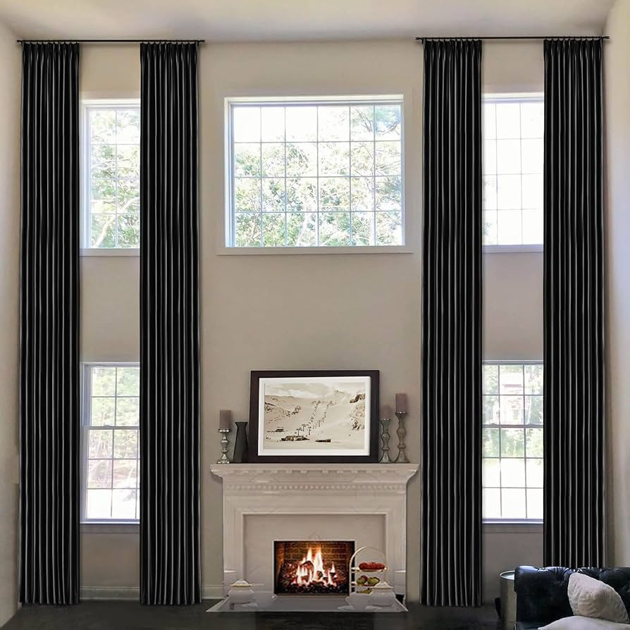 Frelement 132 Inches Long Velvet Curtains Room Darkening Curtains for High Tall Windows Thermal I... | Amazon (US)