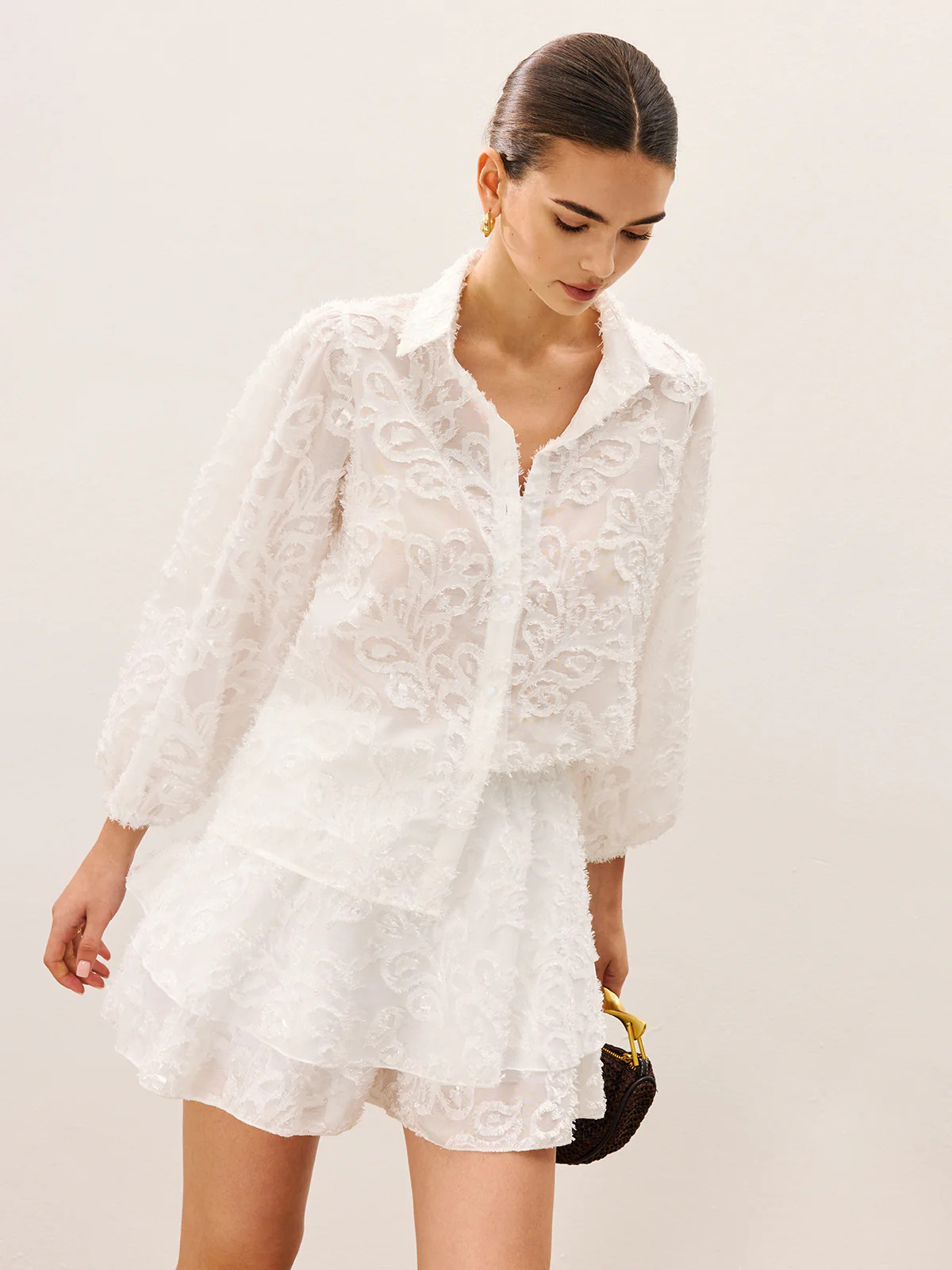 Sheer Embroidered Short Set | Commense