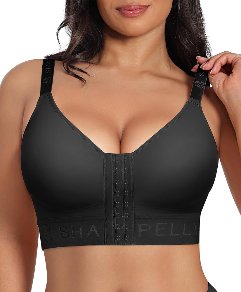 SHAPELLX Post Surgery Bra Front Closure Mastectomy Compression Bra Wireless     Soft Breathable F... | Amazon (US)