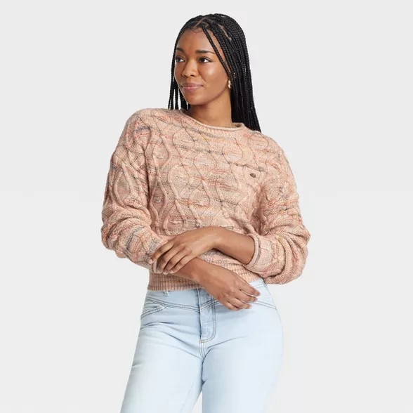 Women's Crewneck Tie-Back Pullover Sweater - Universal Thread™ Space Dye | Target