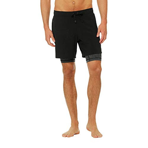 Alo Yoga Men's Unity 2 In 1 Short Shorts, -black/dark grey marl, XL | Amazon (US)