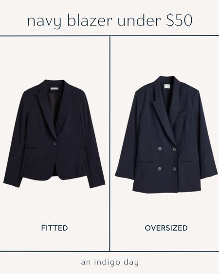 Navy blazer fitted and oversized under $50 

#LTKstyletip #LTKunder50 #LTKworkwear