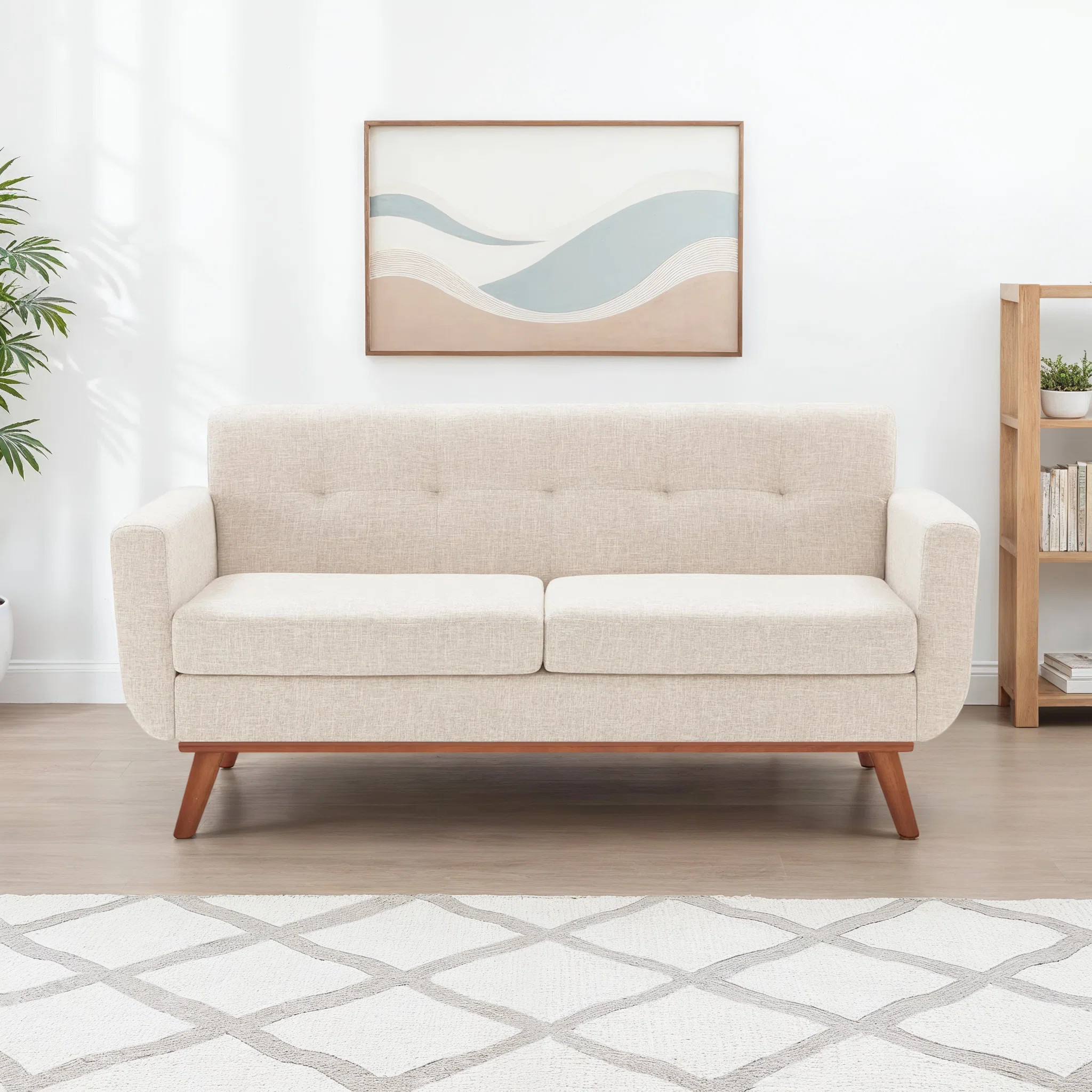 Carmencita 65" Linen Upholstered Square Arm Loveseat | Wayfair North America