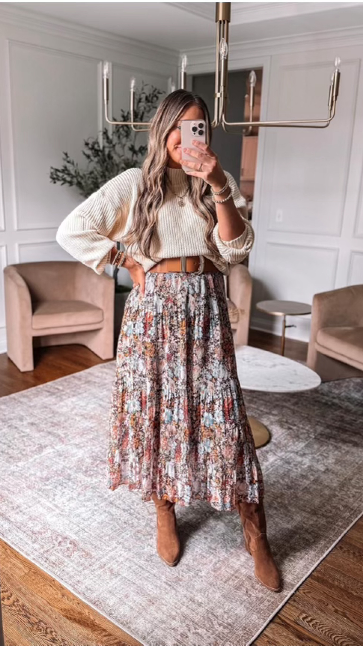 The perfect Thanksgiving Outfit. This skirt is beautiful and works perfectly for a fall outfit.

#LTKSeasonal #LTKHoliday #LTKFindsUnder50
