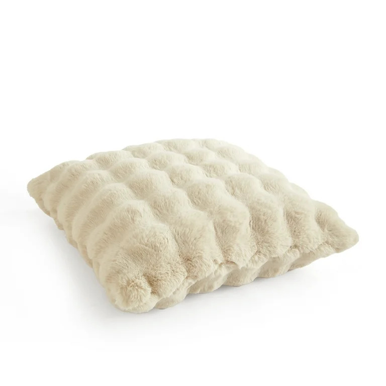 Better Homes & Garden 22" x 22" Bubble Fur Decorative Pillow, Papyrus Beige | Walmart (US)