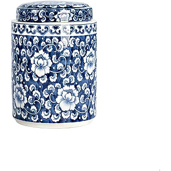 Creative Co-op Decorative Blue and White Ceramic Ginger Jar with Lid, Large | Amazon (US)