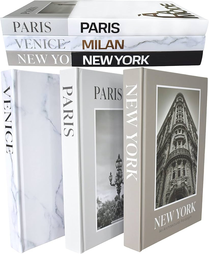 Dual Display Large Premium Decorative Books with Blank Pages, Removable Dust Covers, Wooden Bead Gar | Amazon (US)