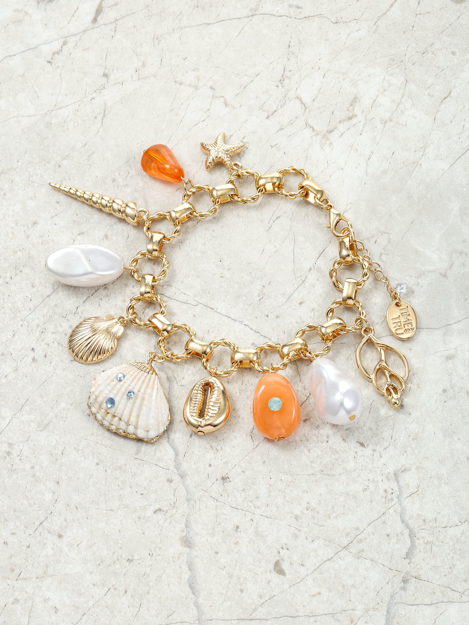 Time and Tru Goldtone Coastal Charm Bracelet, Coral, 1 Pieces - Walmart.com | Walmart (US)