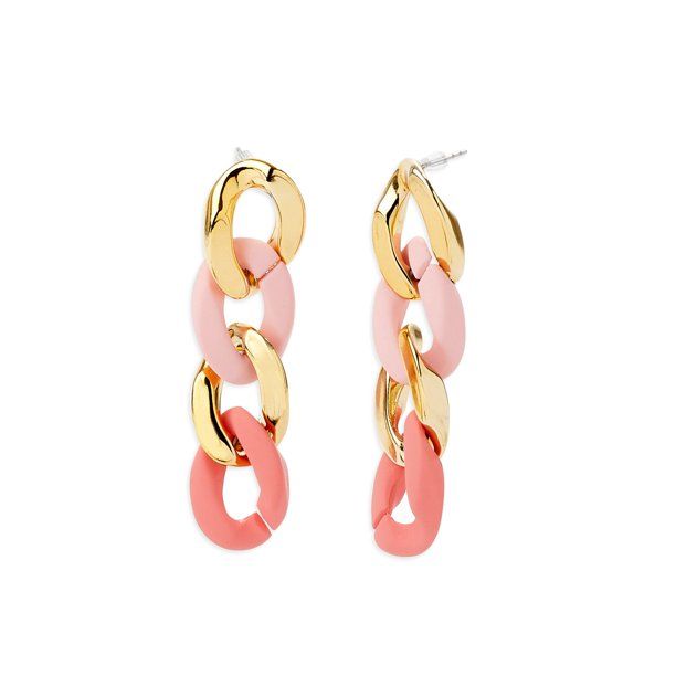 Scoop Women’s Gold-Tone Pink Resin Link Earrings - Walmart.com | Walmart (US)