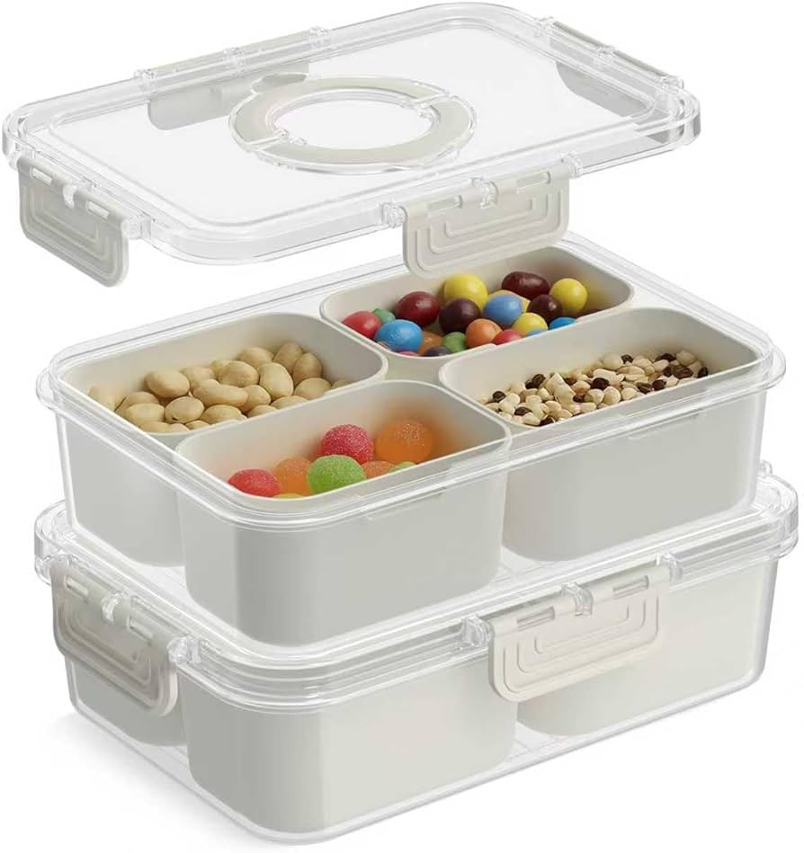 Snackle Box Container, Upgrade Dishwasher,Safe Snack Box for Adult Kids, 4 compartments Plastic D... | Amazon (US)