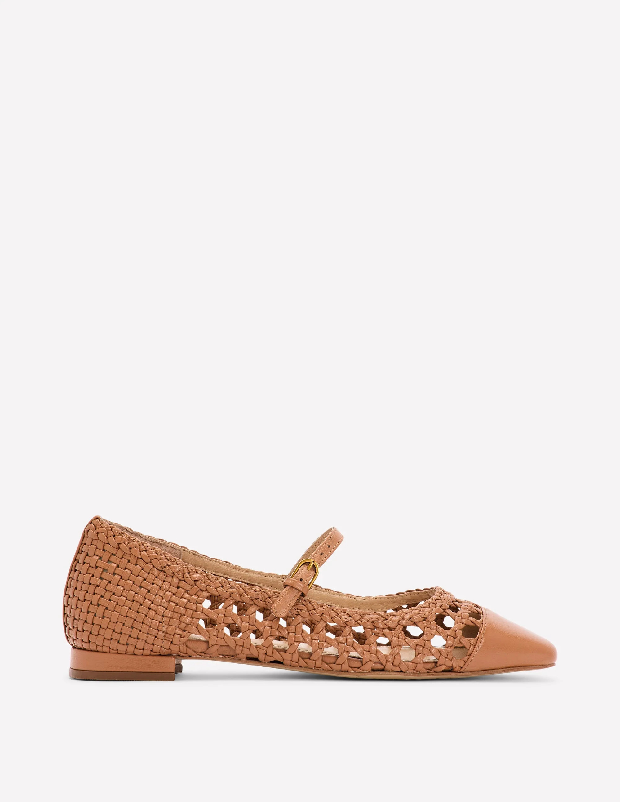 Penelope Mary Jane Flat-Tan Weave | Boden UK