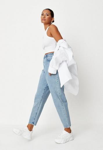 Blue Super Wide Leg Tapered Jeans | Missguided (UK & IE)