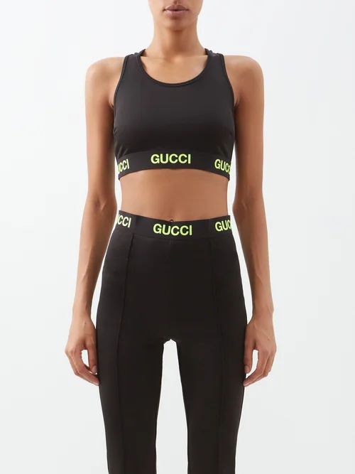 Gucci - Logo-print Technical Cotton-blend Jersey Crop Top - Womens - Black | Matches (US)