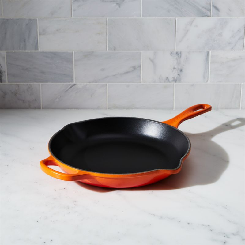 Le Creuset ® Signature  10" Flame Orange Skillet. 11.5"Wx17"Dx2"H | Crate & Barrel
