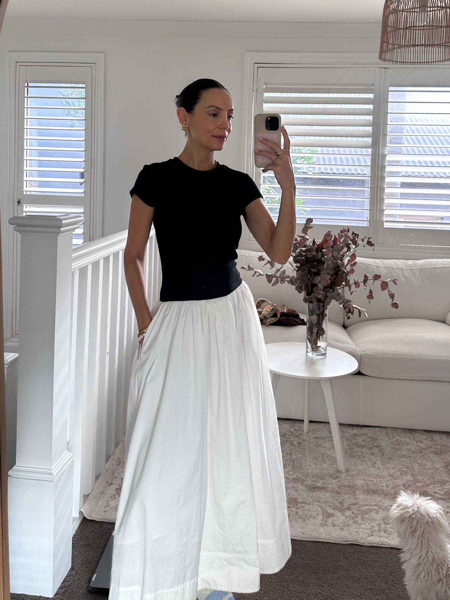 Mixed media dress with a black t shirt style top and full white maxi skirt 

#LTKsummer #LTKaustralia #LTKworkwear
