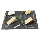 Twine Slate Cheese Board and Chalk Set, Natural Slate with Velvet Backing, Hemp Farmhouse-Style H... | Amazon (US)