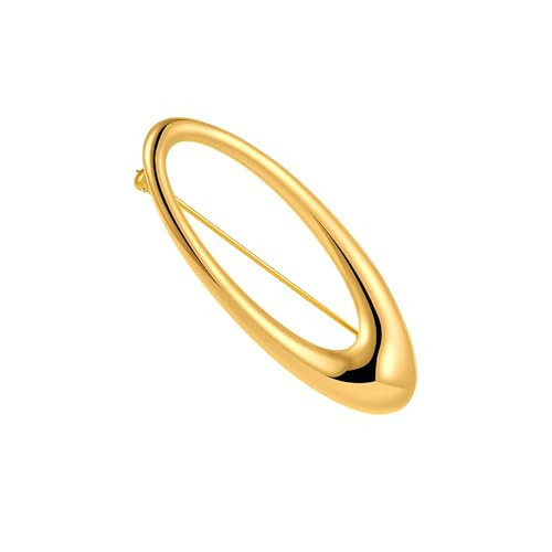 Simple Oval Brooch - Gold Plated Minimalist Lapel Pin for Suits, Dresses, Hats, Bags - Elegant Geometric Jewellery Accessory for Women Men | Amazon (UK)