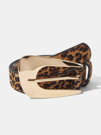 Maija Vintage Leopard, Tiger, Animal, Geometric Pattern Smooth Buckle Fashion Skinny Waist Belt - Size one-size | SHEIN